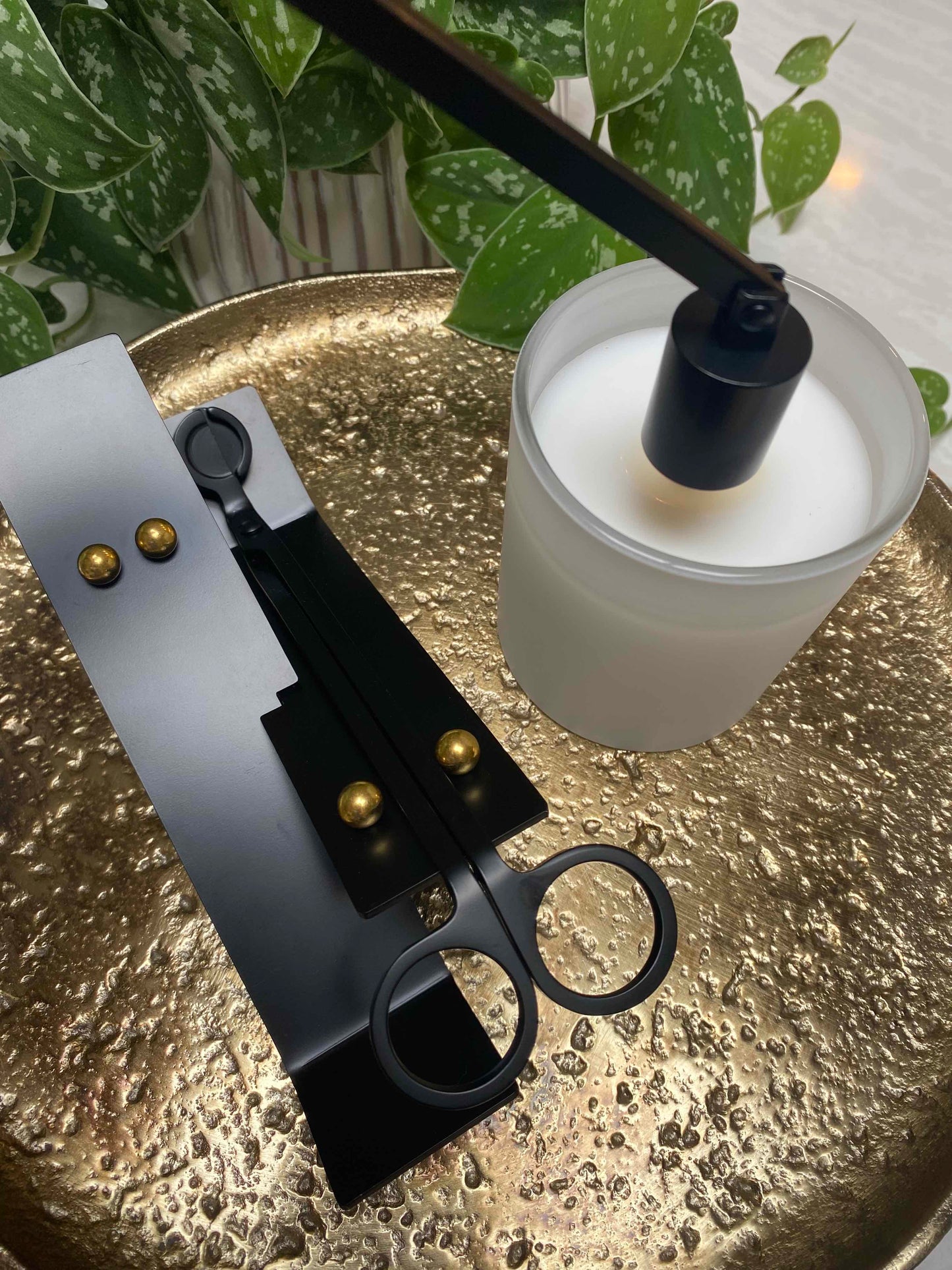 Candle Care Tool Set - Wick Trimmer and Candle Snuffer with Elevated Stand